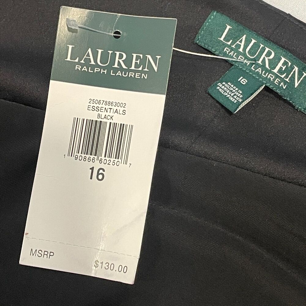 ~ NEW Lauren Ralph Lauren 16 LBD Cocktail Dress Black Asymmetrical LRL Lined - Picture 9 of 11